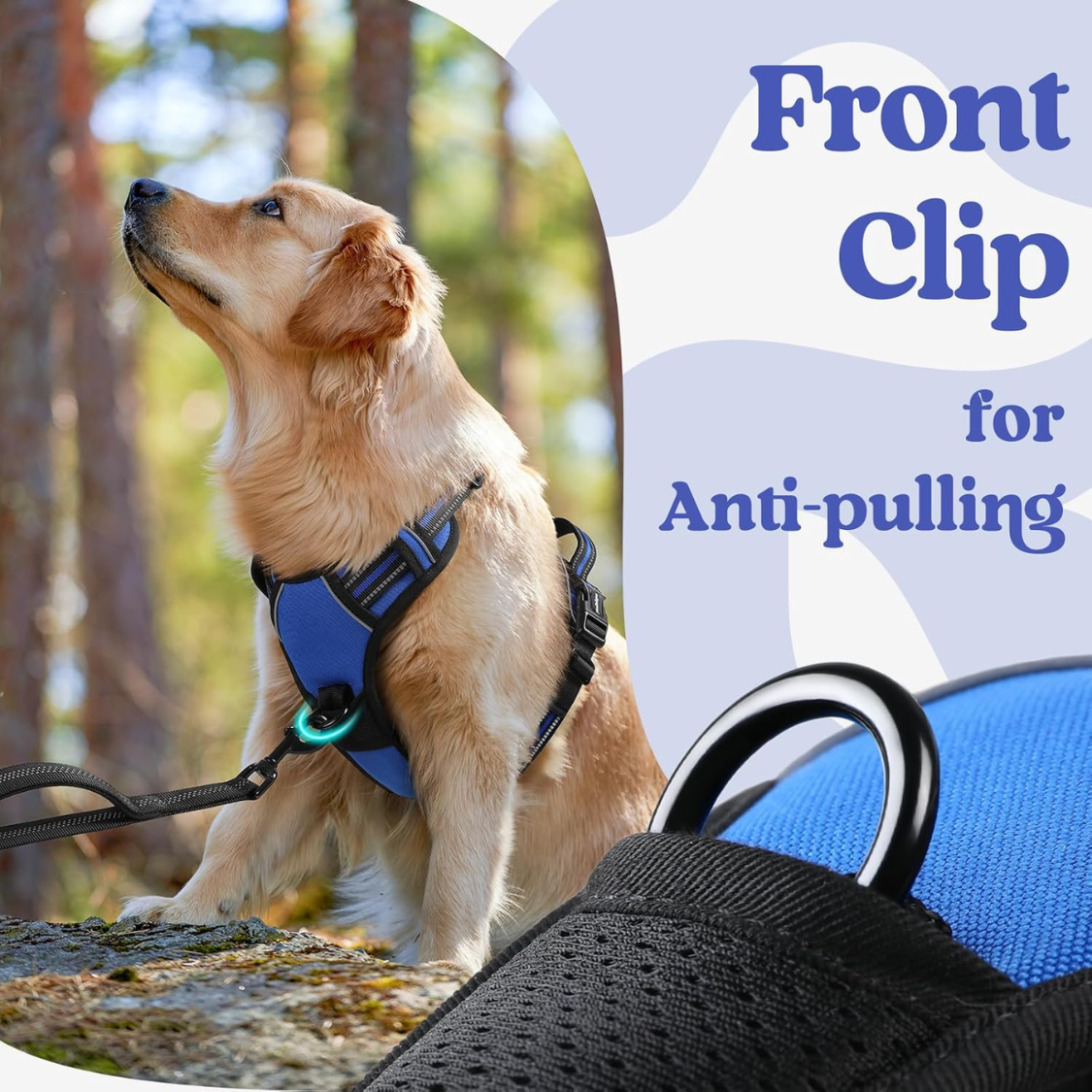 Dog Harness For Large, No Pull Easy On & Off With 3 Buckles Pet Harness, Adjustable Soft Walking Vest With 2 Clips And H