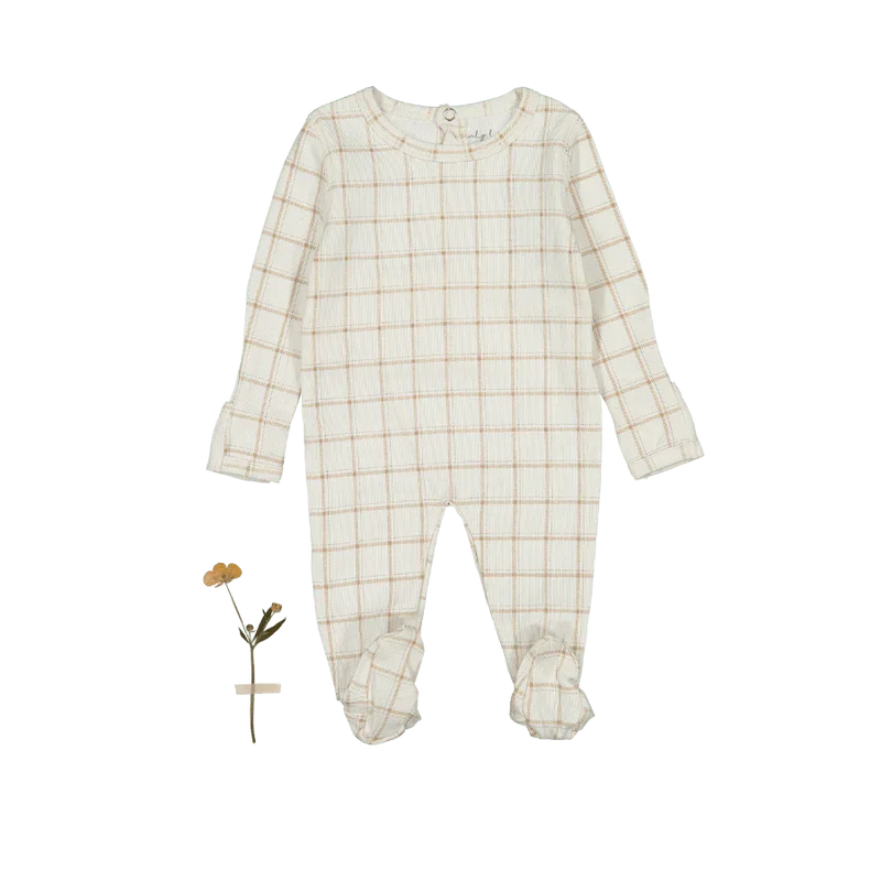 The Printed Romper - Tan Grid - BIG FRENCHIES