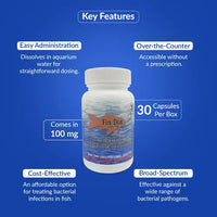 Fish Dox 100mg Capsules for Aquarium Fish – 30 Count – Water Care Support
