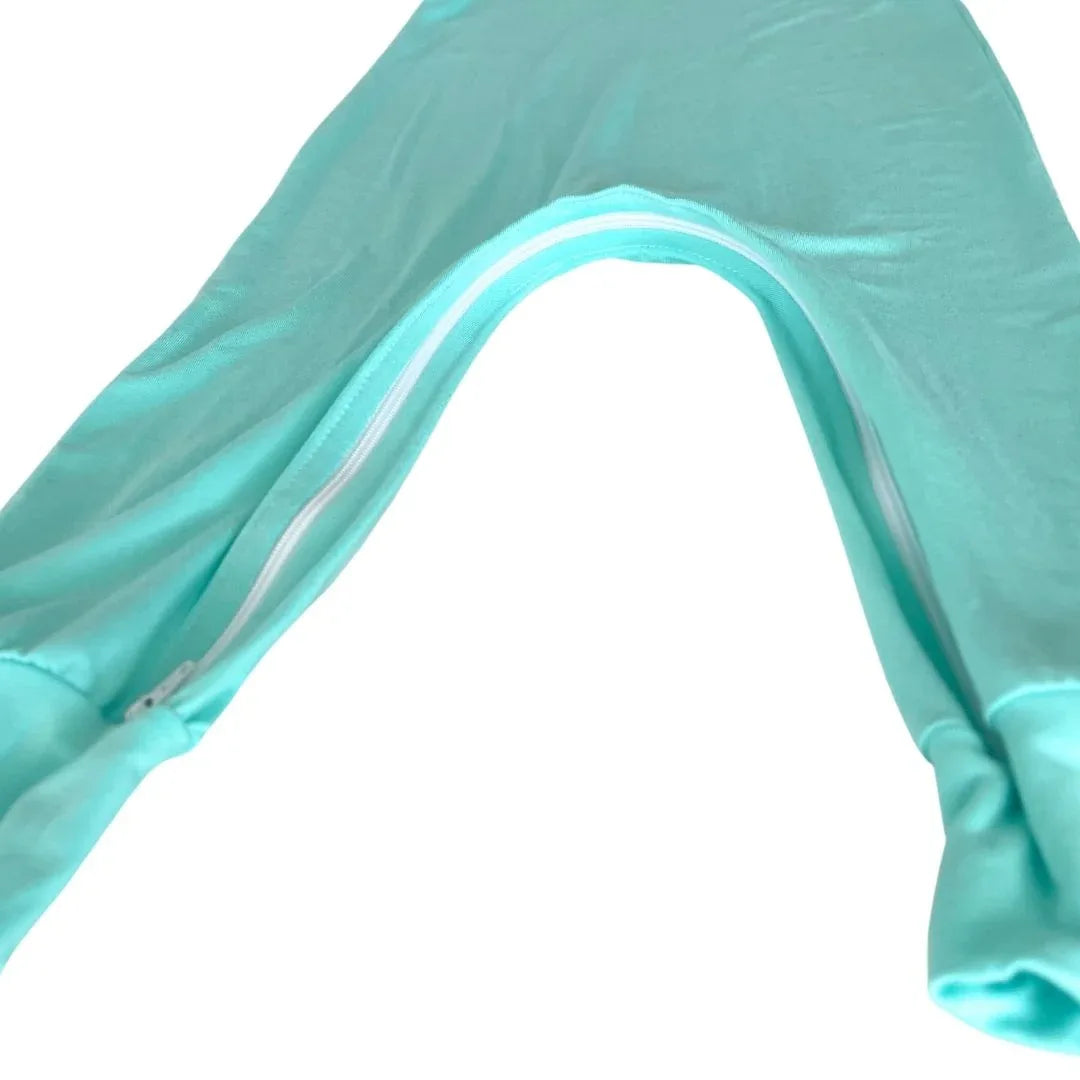 Mint Bamboo Lyocell Romper with G-Tube Access - BIG FRENCHIES