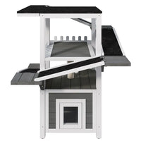 4 Tiers Outdoor Cat House Weatherproof Cat Tree Tower With Waterproof Roof And 2 Doors , Feral Cat Shelter Outside Enclo