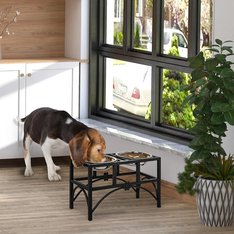 Double Stainless Steel Heavy Duty Dog Food Bowl Elevated Pet Feeding Station