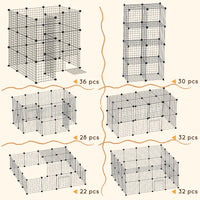 36 Panels Small Animal Playpen with Door, DIY C & C Cage for Guinea Pigs with Ramp, Portable Metal Wire Yard for Rabbit,