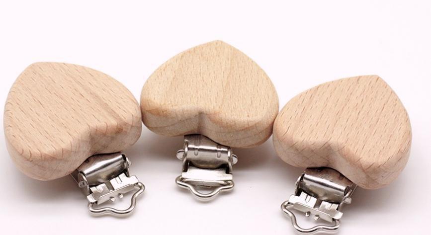 Modern Wood Naural Nipple Chain Accessories BPA Free Cute Modelling Beech Pacifier Clip Small Elephant Heart-shaped Holder for Pacifier - BIG FRENCHIES