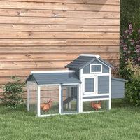 59" Small Wooden Chicken Coop Hen House Poultry Cage for Outdoor Backyard with 2 Doors, Nesting Box and Removable Tray, 