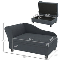 PawHut Pet Sofa Bed Couch With Storage, Pet Sofa For Cats And Small Dogs, Dark Gray
