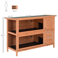 54 Rabbit Cage, 2-Tier Rabbit Hutch Outdoor Guinea With Removable Dividers And Pull-Out Trays, Orange