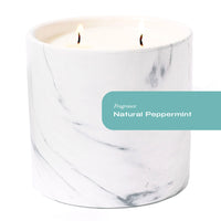 Natural Peppermint White Marble Candle 17oz