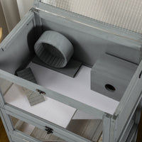 Wooden Hamster Cage with Storage Shelf, Large Rat Mouse Habitat Including Seesaw, Small Animal Cage with Sliding Tray, W