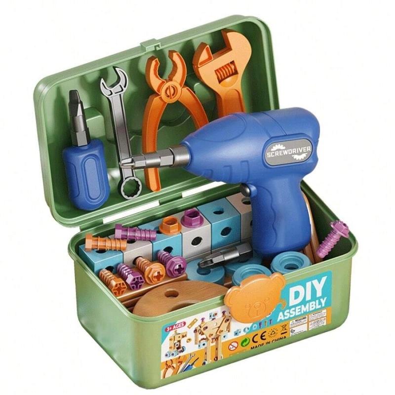 126-Piece Creative Wooden Construction & Tool Set Early Education Pretend Play Toy