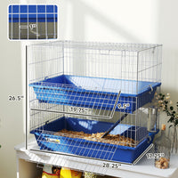 2-Tier Guinea Pig Cage, Ferret Cage, Chinchilla Cage, Small Animal Cage Indoor with Dish and Bottle, 2 Doors, Deep Botto