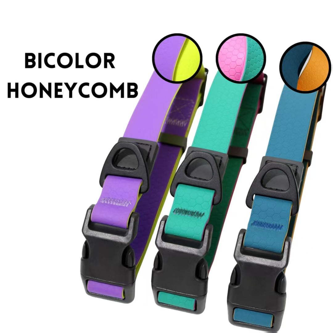 Honeycomb Embossed Dual-Color Pet Leash Set Is Stylish And Fashionable. The Embossed Surface Enhances The Leash's Grip, 
