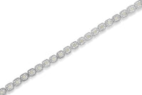 .925 Sterling Silver 1.0 Cttw Diamond Miracle-Set Square Milgrain 7" Link Tennis Bracelet (I-J Color, I3 Clarity)