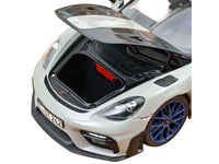 2023 Porsche Cayman GT4 RS Weissach Pack Chalk Gray with Carbon Hood Stripes 1/18 Diecast Model Car by Norev