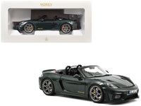 2023 Porsche 718 Spyder RS Weissach Pack Forest Green Metallic with Carbon Hood Stripes 1/18 Diecast Model Car by Norev