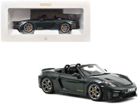 2023 Porsche 718 Spyder RS Weissach Pack Forest Green Metallic with Carbon Hood Stripes 1/18 Diecast Model Car by Norev