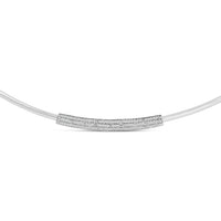 .925 Sterling Silver 1/5 Cttw Diamond Curved Bar Diamond Necklace