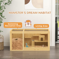 Extra Large Wooden Hamster Cage with Pull-out Tray, Seesaws, Ladder