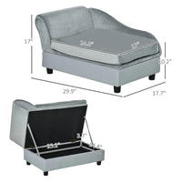 Luxury Dog Bed For Small Dogs, Hidden Storage, Soft Foam Couch, Modern Pet Furniture, Grey