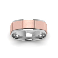 2 Tone Gold Texture Square Band Ring