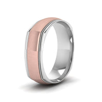 Two Tone Milgrain Square Mens Band Ring