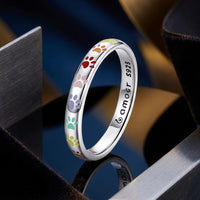 925 Sterling Silver Enamel Oxidized Silver Ring Size 6.0
