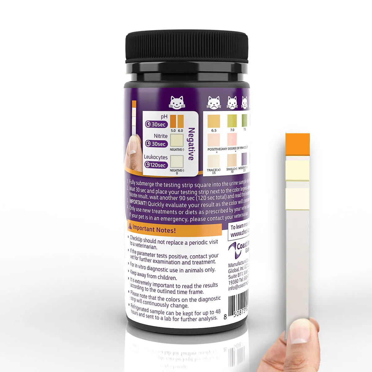 Coastline Global CheckUp UTI Urine Test Strips for Dogs & Cats 50ct