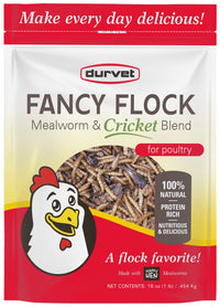 Durvet Fancy Flock Mealworm & Cricket Bird Treats High Protein Chicken Treats 16 oz.