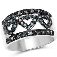 0.32 Carat Genuine Blue Diamond .925 Sterling Silver Ring