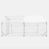 10 ft. x 13 ft. Galvanized Large Metal Walk in Chicken Coop Cage Farm Poultry Run Hutch Hen House