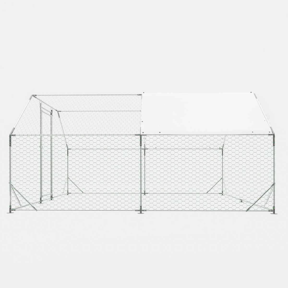 10 ft. x 13 ft. Galvanized Large Metal Walk in Chicken Coop Cage Farm Poultry Run Hutch Hen House