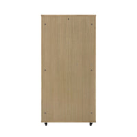 Basia Rubber Wood Cat Cabinet with Wheels, Ventilated Indoor Cat Condo with Multi-Level Shelves & Lockable Door, Safe & 
