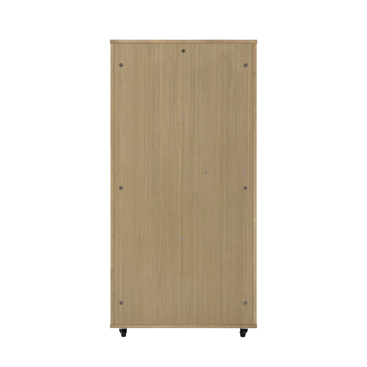 Basia Rubber Wood Cat Cabinet with Wheels, Ventilated Indoor Cat Condo with Multi-Level Shelves & Lockable Door, Safe & 