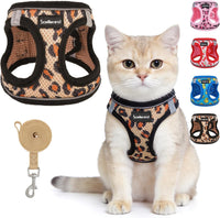Cat Harness and Leash Set Escape Proof Reflective Mesh Vest