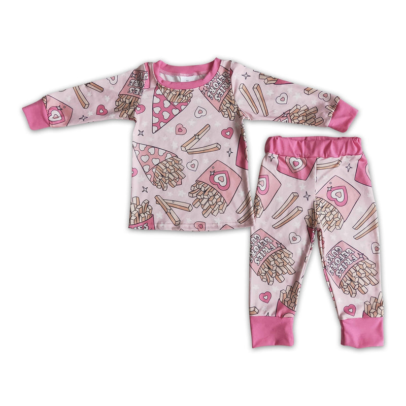 Fries before guys heart print girls valentine's pajamas - BIG FRENCHIES