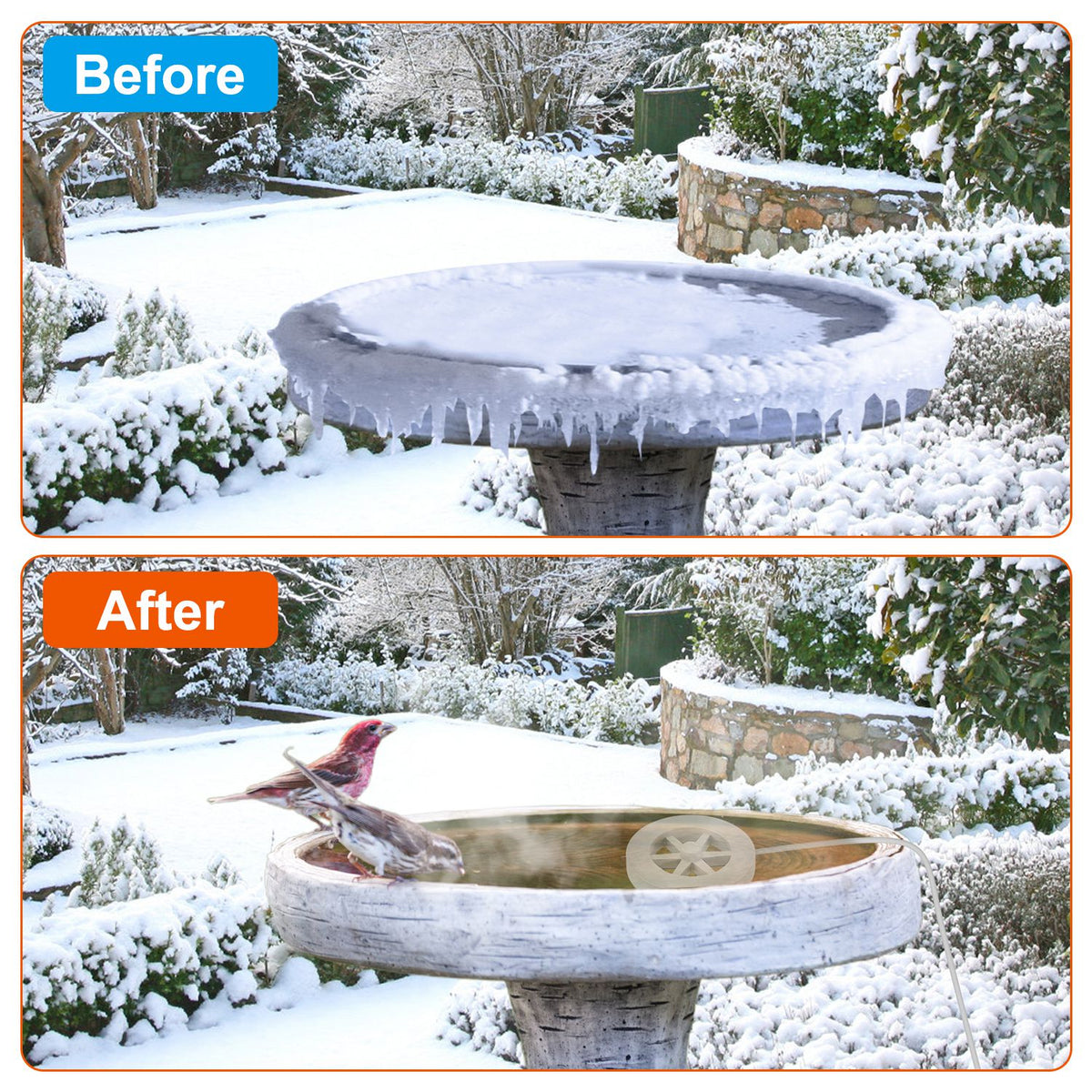 70W Bird Bath Heater For Outdoors Winter Heated Bird Bath Deicer Waterproof Aluminum Alloy Water Heater With Thermostat 