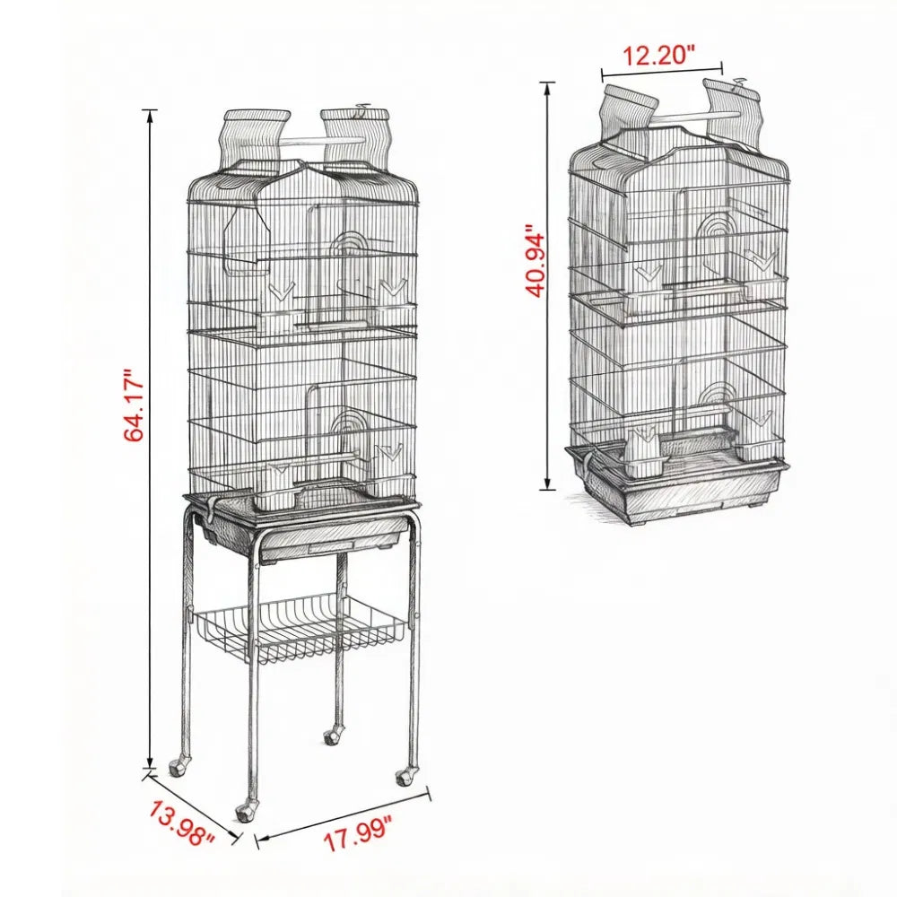 Bird Cage with Removable Sliding 17.99 X 13.98 X 59.45 in