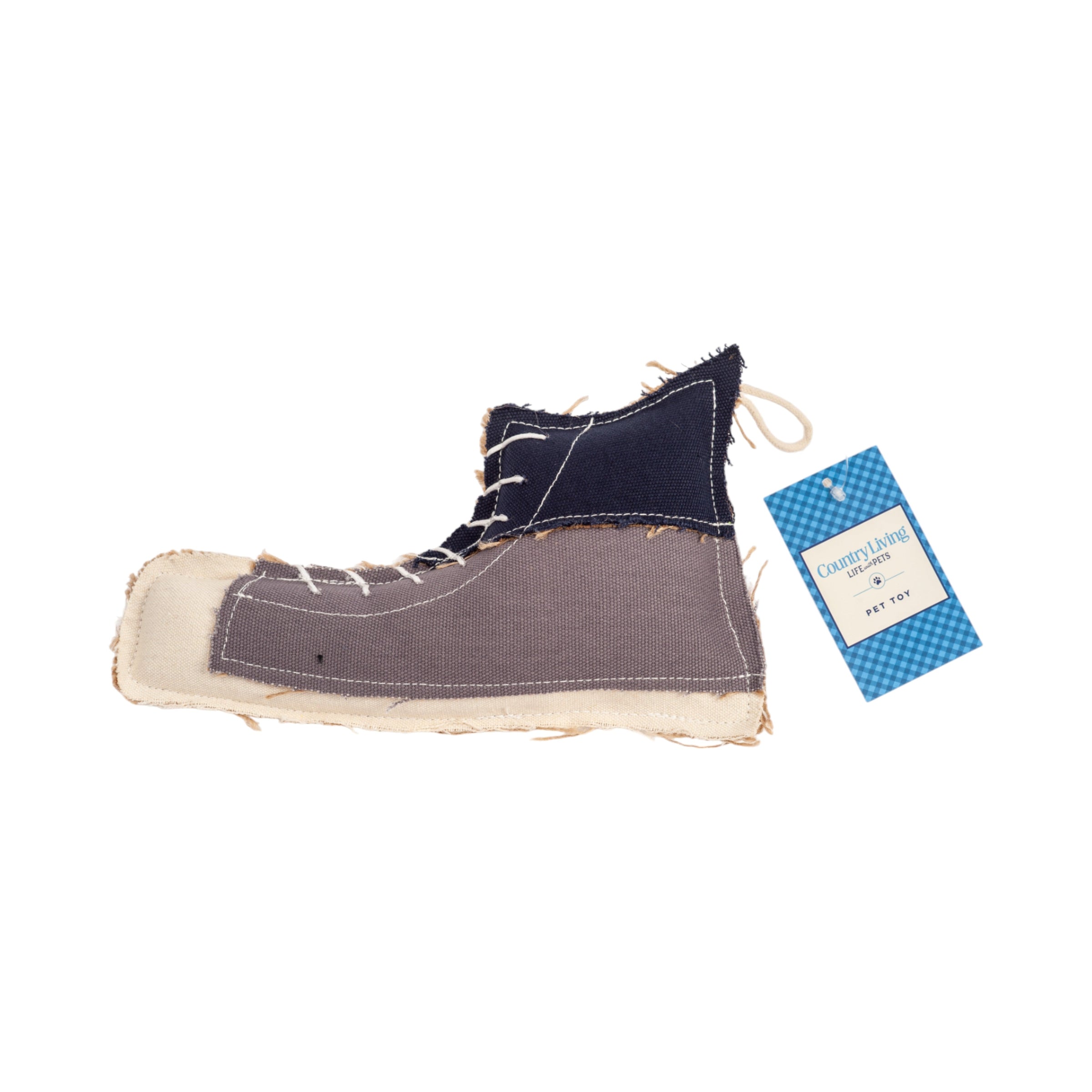 Country Living Canvas & Jute Shoe-Shaped Dog Chew Toy – Durable, Safe and Non-Toxic - BIG FRENCHIES