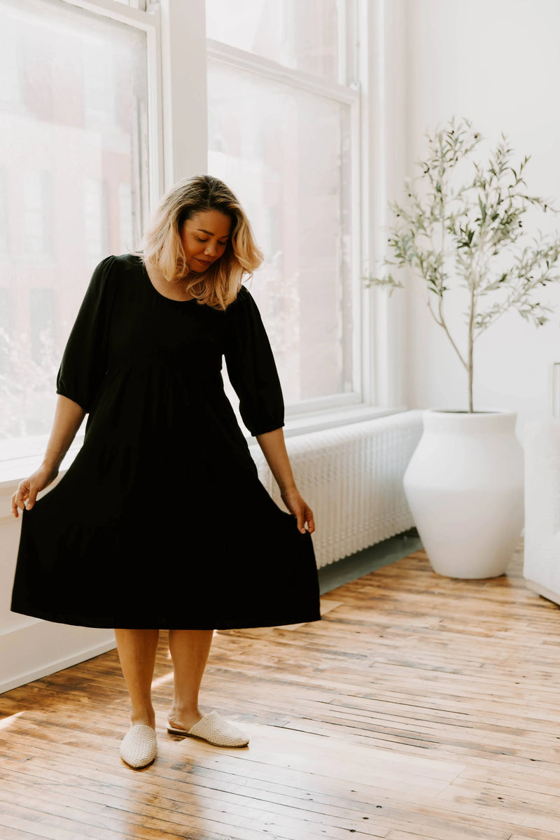Tiered Breastfeeding Dress - Black - BIG FRENCHIES