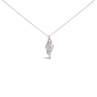 14k Rose Gold Plated Sterling Silver 1/10 Cttw Diamond Swirl Pendant Necklace