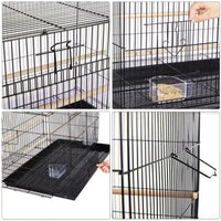 30.5'' Metal Cage with Wood Perches for Small birds, Black