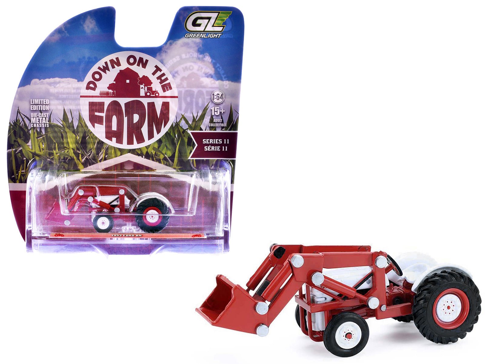 1952 Ford 8N Tractor Red and White "Down on the Farm" Series 11 1/64 Diecast Model by Greenlight  free shipping USA