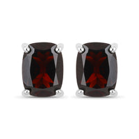 18K White Gold Plated 3.50 Carat Genuine Garnet .925 Sterling Silver Earrings