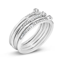 Sterling Silver 3/8 Cttw Diamond Bezel and Pave Set Stackable Ring Set