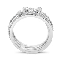 Sterling Silver 3/8 Cttw Diamond Bezel and Pave Set Stackable Ring Set