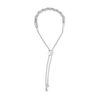 .925 Sterling Silver 1.0 Cttw Diamond X Link Bolo Bracelet
