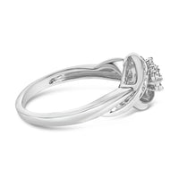 Sterling Silver 1/10 Cttw Diamond Bypass Cluster Ring
