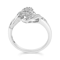 Sterling Silver 1/10 Cttw Diamond Bypass Cluster Ring