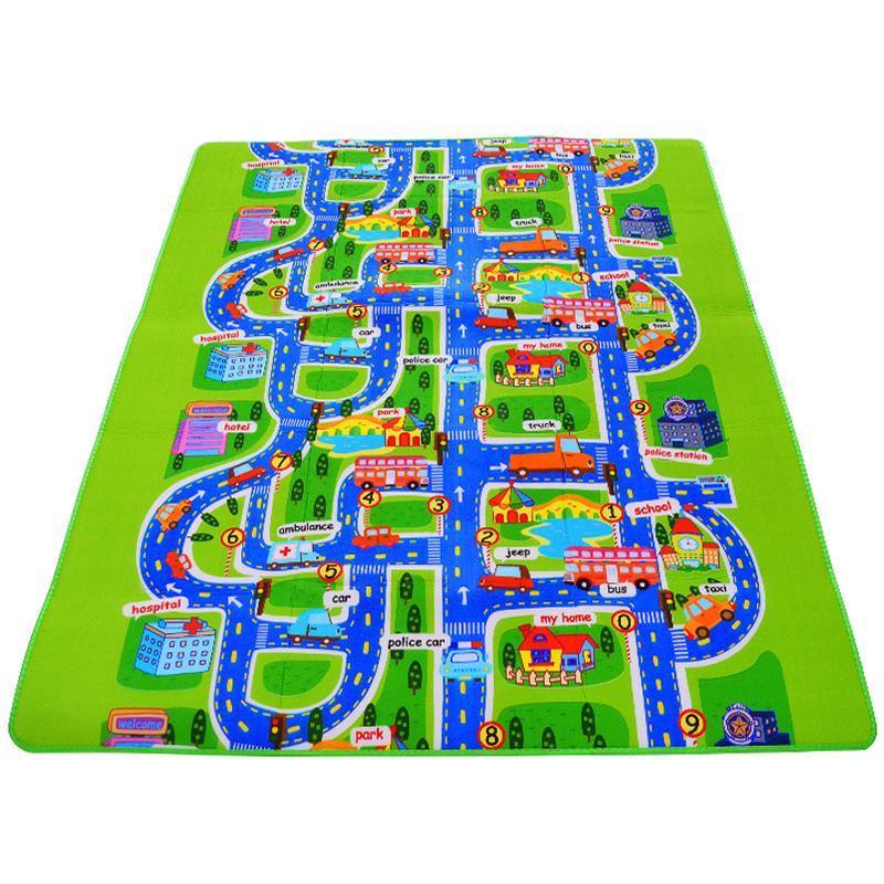 Town City Traffic Baby Crawling Mat Foam Climbing Pad Green Road Children's Play Mat Carpet For Kids and Boys Rooms - BIG FRENCHIES