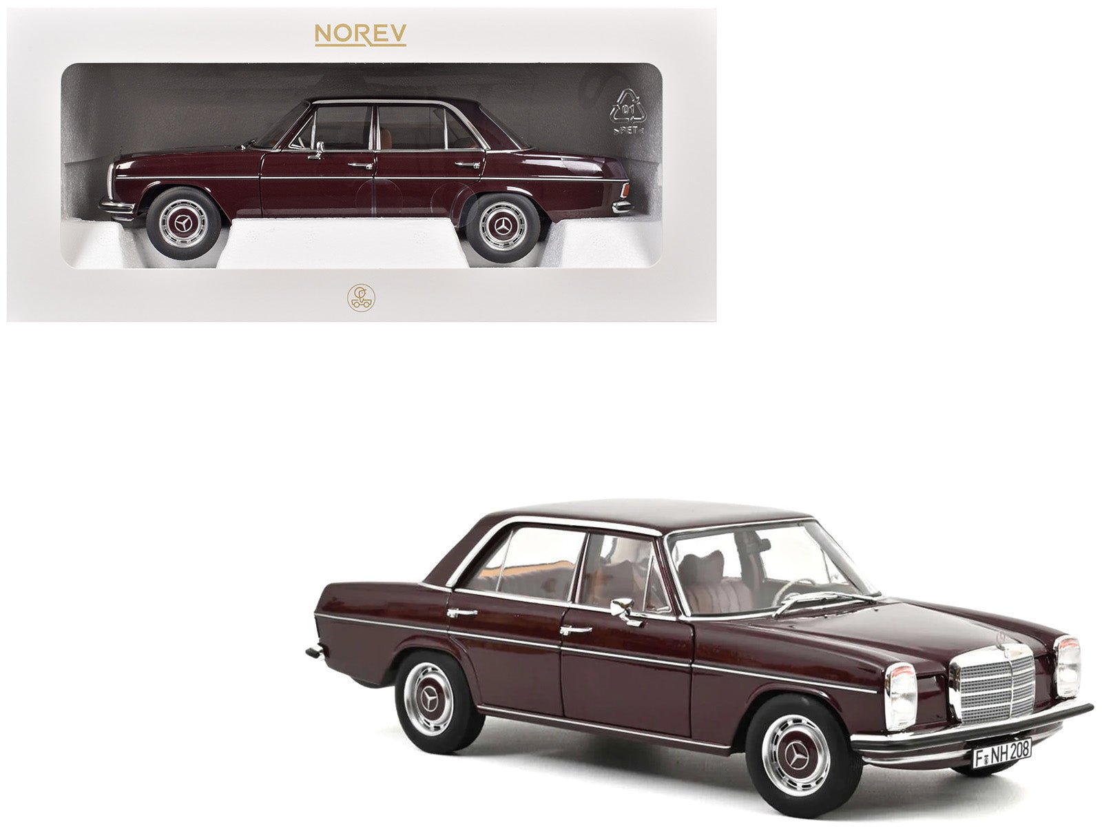 1968 Mercedes-Benz 200 Dark Red Brown 1/18 Diecast Model Car by Norev  free shipping USA